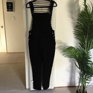 Women's Black Cotton-Blend Overalls Jumpsuit